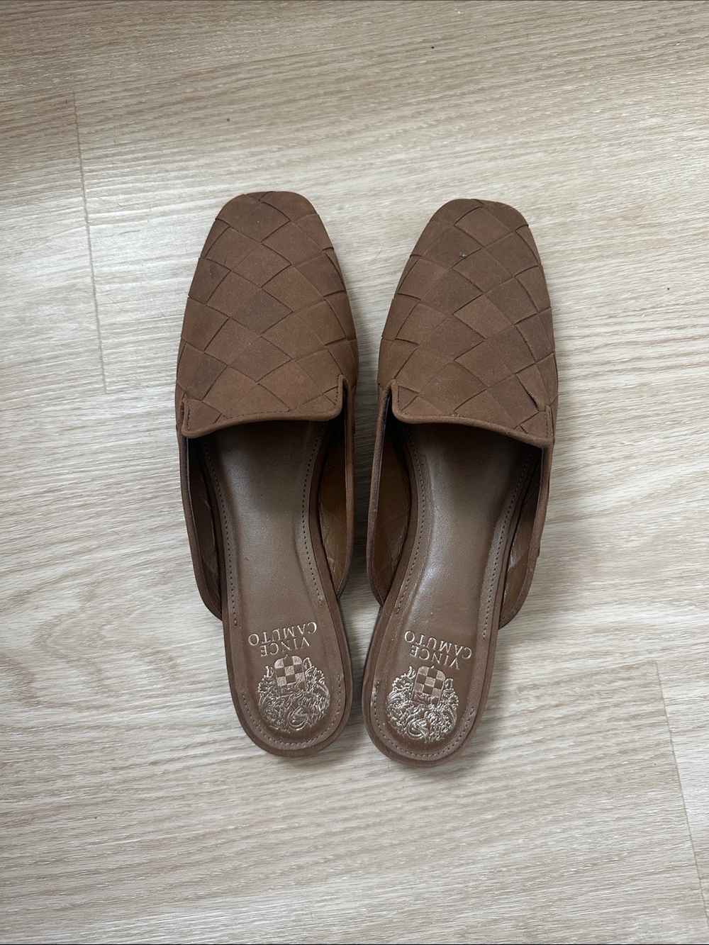 Vince Camuto Brown Woven Slip-On Mules NEVER WORN!